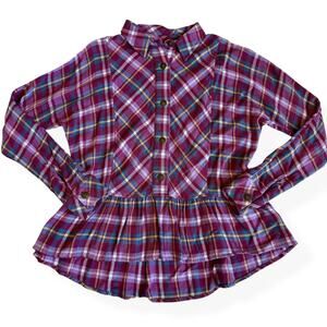435 Matilda Jane Take A Bow Plaid Button Down Peplum 8